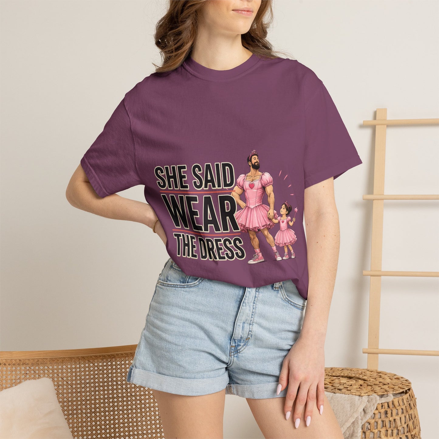 She Said Wear The Dress T-Shirt — Father-Daughter Matching Pink Dress Tee